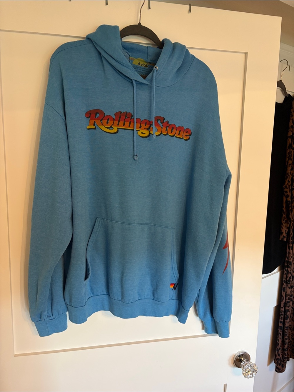 Aviator Nation Light Blue Rolling Stone Logo Hoodie